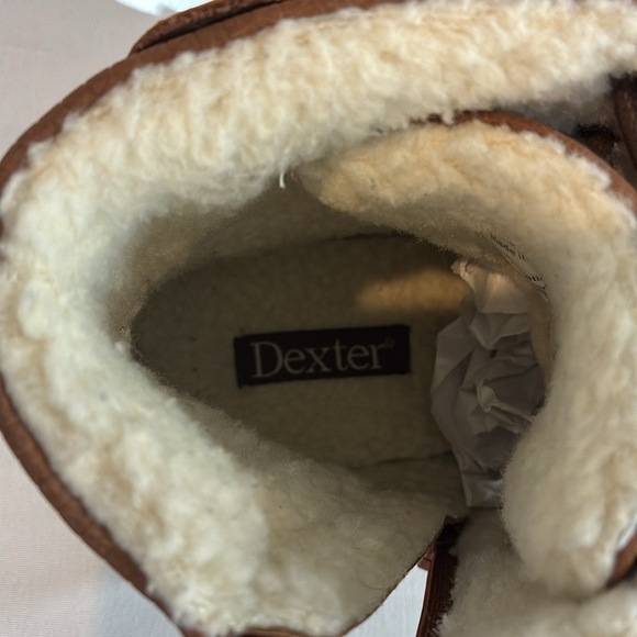 Dexter faux brown leather faux Sherpa lined ankle boots lace up & zip up Size 9 - Picture 10 of 16